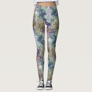 Leggings Manchas y manchas de pintura bajo vidrio martillad
