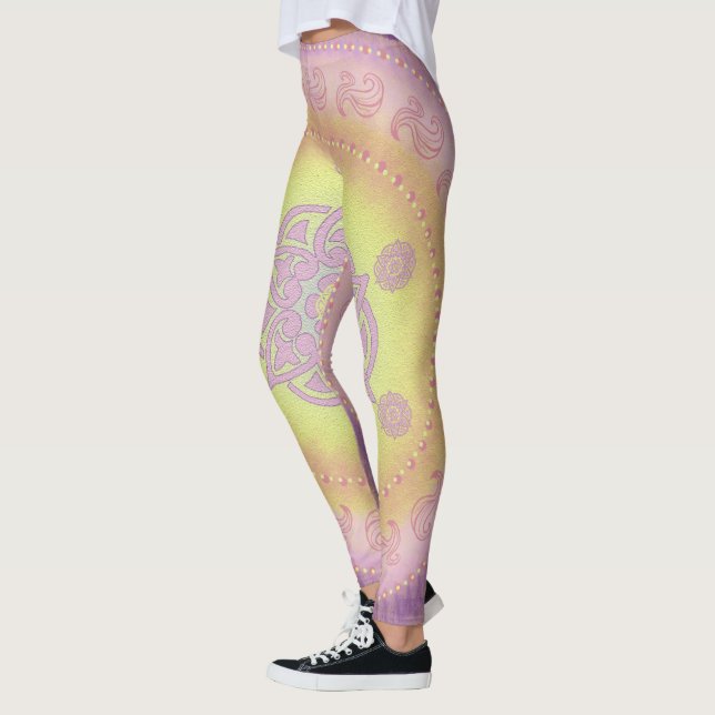 Leggings MANDALA ~ Amarillo morado - Piernas (Izquierda)