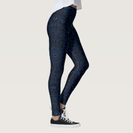 Leggings Mandala azul cobalto con simetría intrincada
