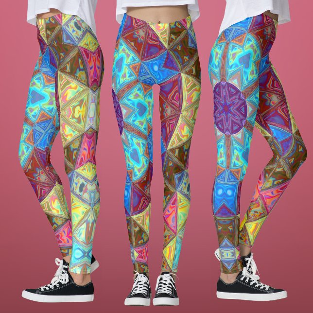 Leggings Mandala azul rosa y amarillo (Subido por el creador)