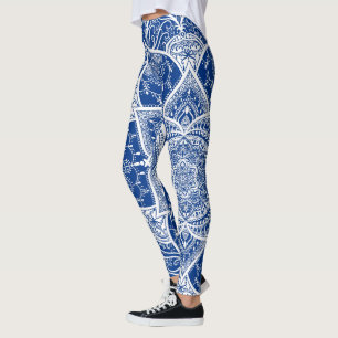Leggings Mandala azul y blanca - Loergans en el Pacífico