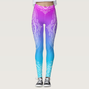 Leggings Mandala blanca en rosa a azul