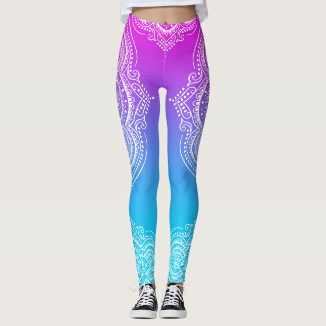 Leggings Mandala blanca en rosa a azul (Anverso)