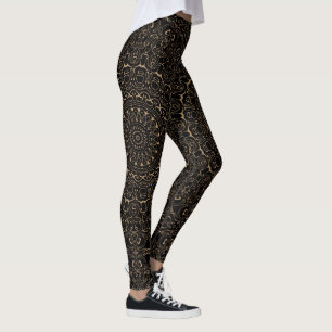 Leggings Mandalá Camel Tan con Simetría Elegante