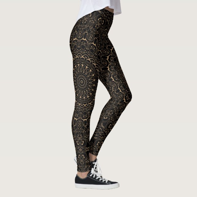 Leggings Mandalá Camel Tan con Simetría Elegante (Derecha)