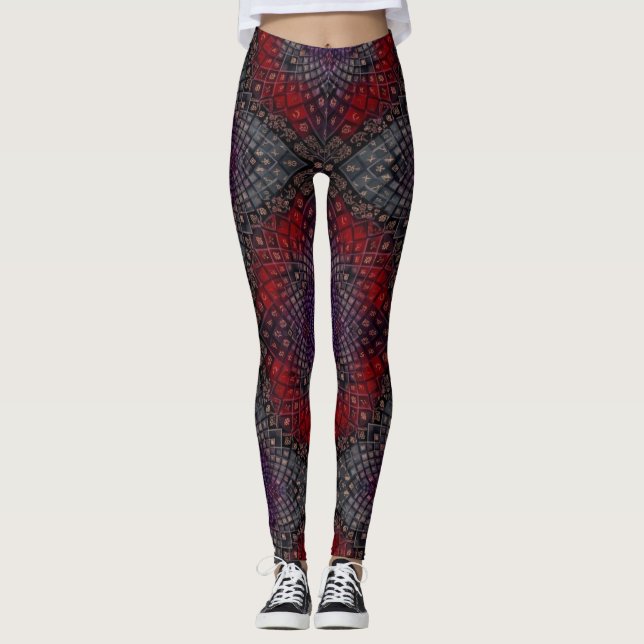 Leggings Mandala Carmesí Geométrico (Anverso)