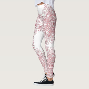 Leggings Mandala. coralino floral étnico