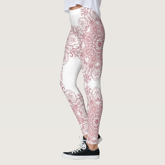 Leggings Mandala. coralino floral étnico (Izquierda)