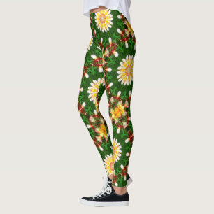 Leggings Mándala de Flor de Plumeria con Simetría Tropical