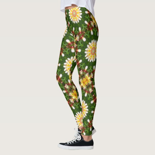 Leggings Mandala de flores de plumería con simetría tropica (Izquierda)