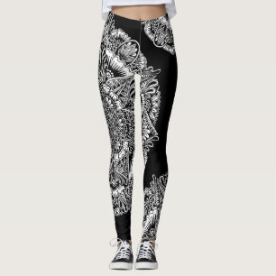 Leggings Mandala de la circular de B&W