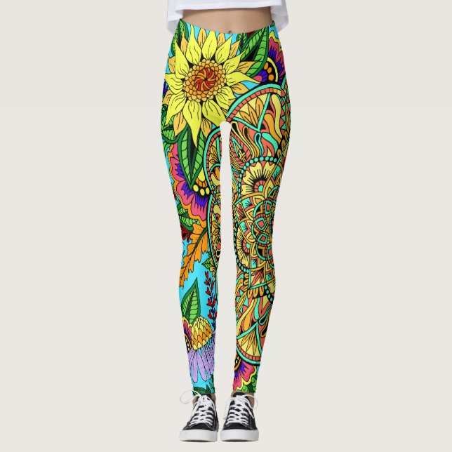 Leggings Mandala de la página de la flor (Anverso)