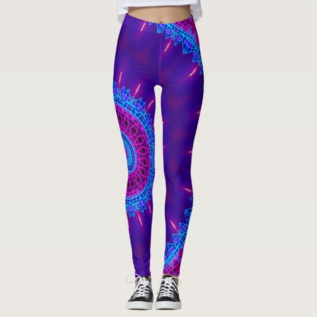 Leggings Mandala de neón del delirio de Blacklight de la (Anverso)
