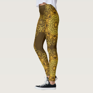 Leggings Mandala. de oro étnico
