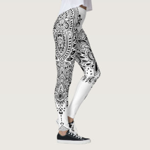 Leggings Mandala de paisajes en blanco y negro