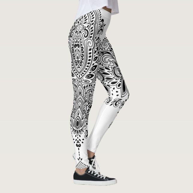 Leggings Mandala de paisajes en blanco y negro (Derecha)