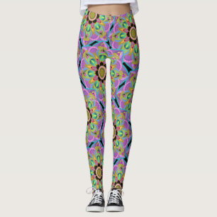Leggings Mandala Design, Neon Flower Power!