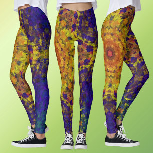 Leggings Mandala digital amarillo azul y púrpura