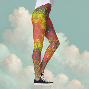 Leggings Mandala digital Amarillo rojo y negro