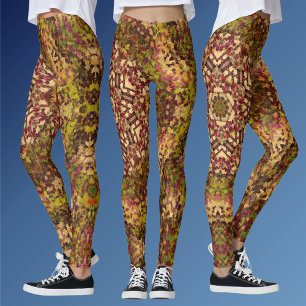 Leggings Mandala digital amarillo rojo y púrpura