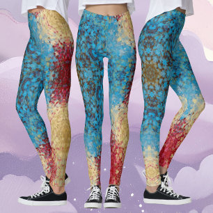 Leggings Mandala digital azul rojo y amarillo
