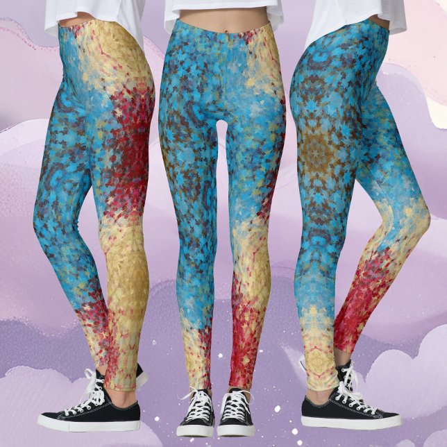 Leggings Mandala digital azul rojo y amarillo (Subido por el creador)
