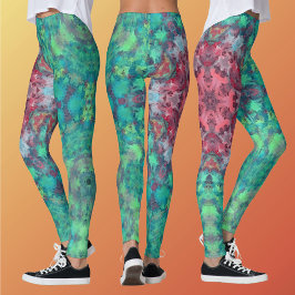 Leggings Mandala digital verde rojo y azul