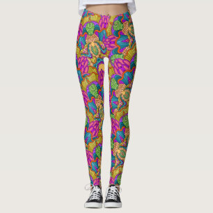 Leggings Mandala Diseño en rosa, azul y oro ricos