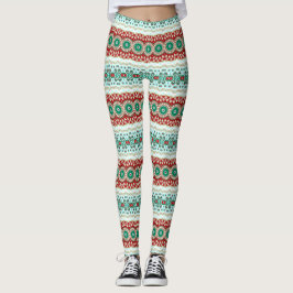 Leggings Mandala en rojo, verde y azul escarpado