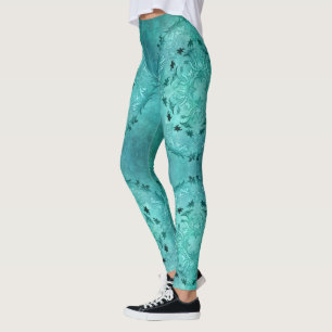 Leggings Mandala floral étnica del grunge de la turquesa