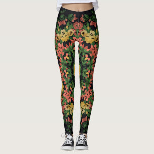 Leggings Mandala floral: rojo, amarilla.