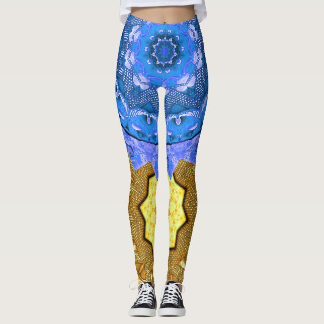 Leggings Mandala Magic Blue & Gold (Anverso)