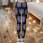 Leggings Mandala mística de color púrpura bonito<br><div class="desc">leggings de mandala negra,  azul,  violeta,  roja,  amarilla y turquesa. Dibujado a mano.</div>