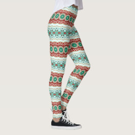Leggings Mandalá Navideño en Rojo, Verde y Azul Helado