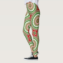 Leggings Mandalá Navideño en Rojo, Verde y Dorado Cálido