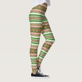Leggings Mandalá Navideño en Rojo, Verde y Dorado Cálido