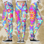 Leggings Mandala psicodélica flor rosa azul y amarillo<br><div class="desc">Este diseño psicodélico de flores calidoscopio presenta azul,  rosa y amarillo. Vibrantes imágenes trippy para el hippie moderno o para cualquiera que ame los colores vivos del funky!</div>