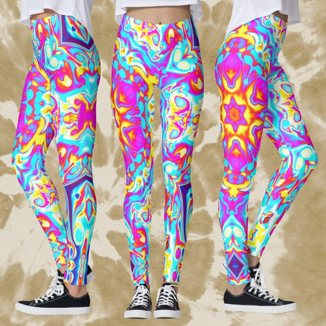 Leggings Mandala psicodélica flor rosa azul y amarillo (Subido por el creador)