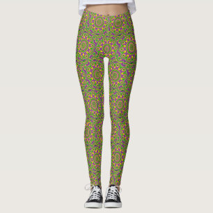Leggings Mandala púrpura amarilla verde del modelo del