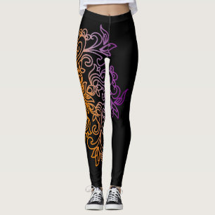 Leggings Mandala púrpura anaranjada elegante de la