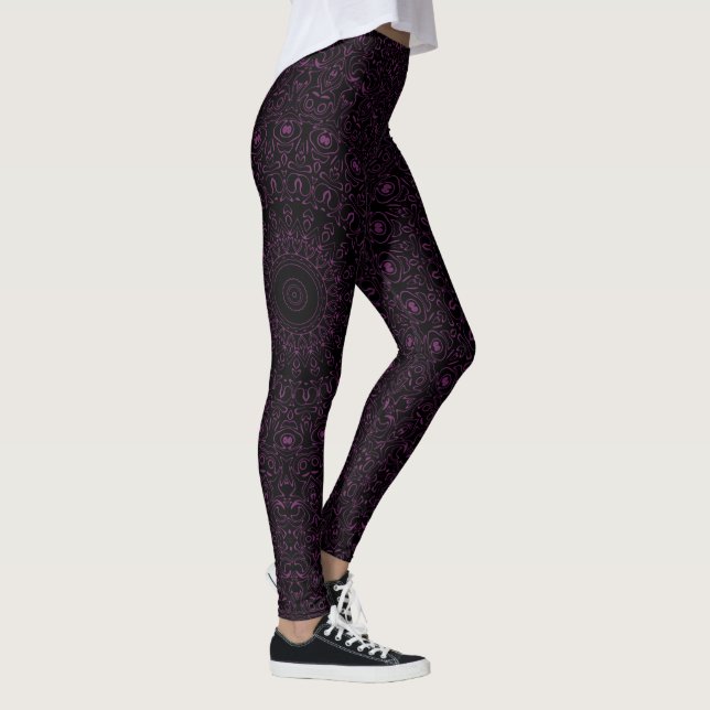 Leggings Mandala púrpura bizantium con simetría intrincada (Derecha)