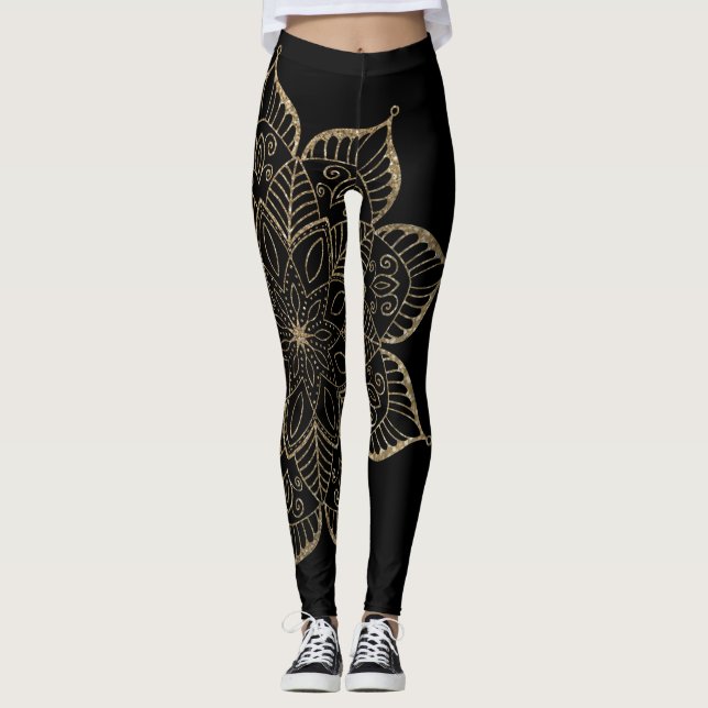 Leggings Mandala, Purpurina de la imitación de oro fuera de (Anverso)