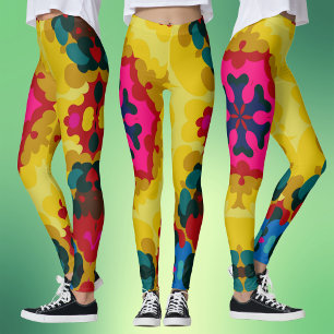 Leggings Mandala retro azul amarillo y rosa