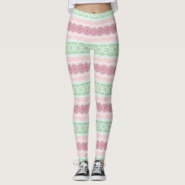 Leggings Mandala rosa y verde pastel