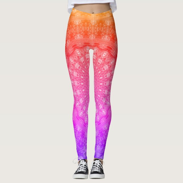 Leggings Mandala subió arco iris de Blacklight (Anverso)