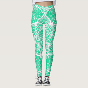 Leggings Mandala verde azulada y blanca - Loergans en Cedar