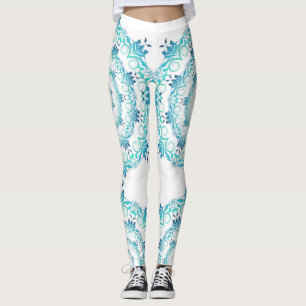 Leggings mandala. verde azulado étnico