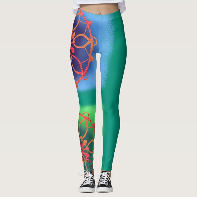 Leggings Mandala verde de esmeralda de Ocean Zen (Anverso)
