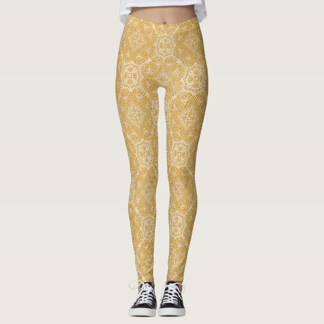 Leggings Mandalas doradas de varios diseños de Círculo Geom (Anverso)