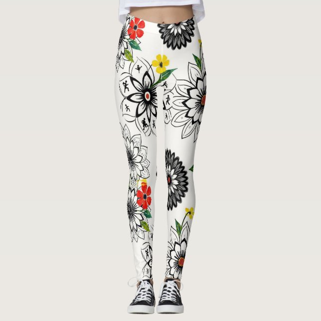 Leggings Mandalas Florales Geométricos Patrón Continuo (Anverso)